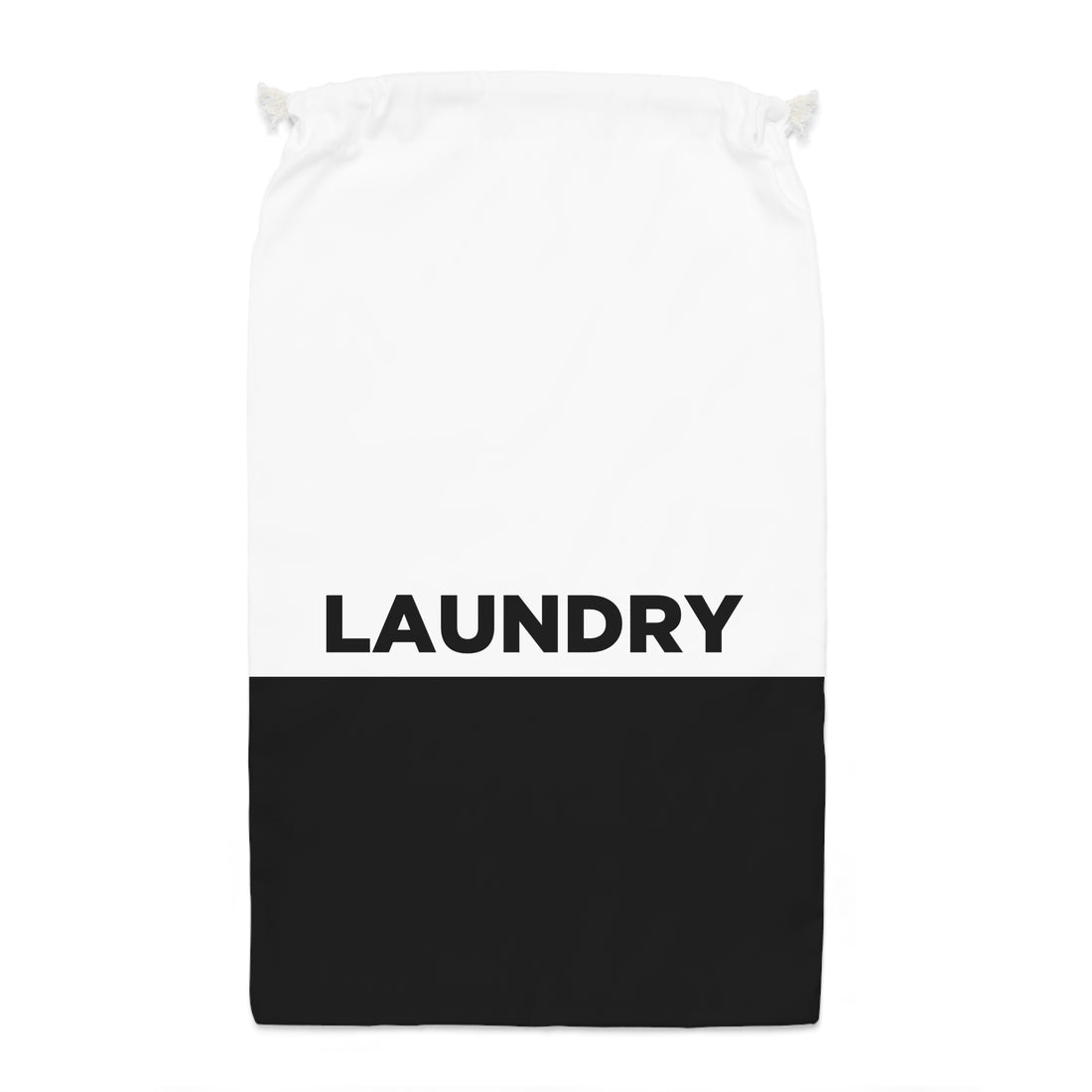 Modern Black & White Laundry Sac — Lightweight Drawstring Laundry Bag
