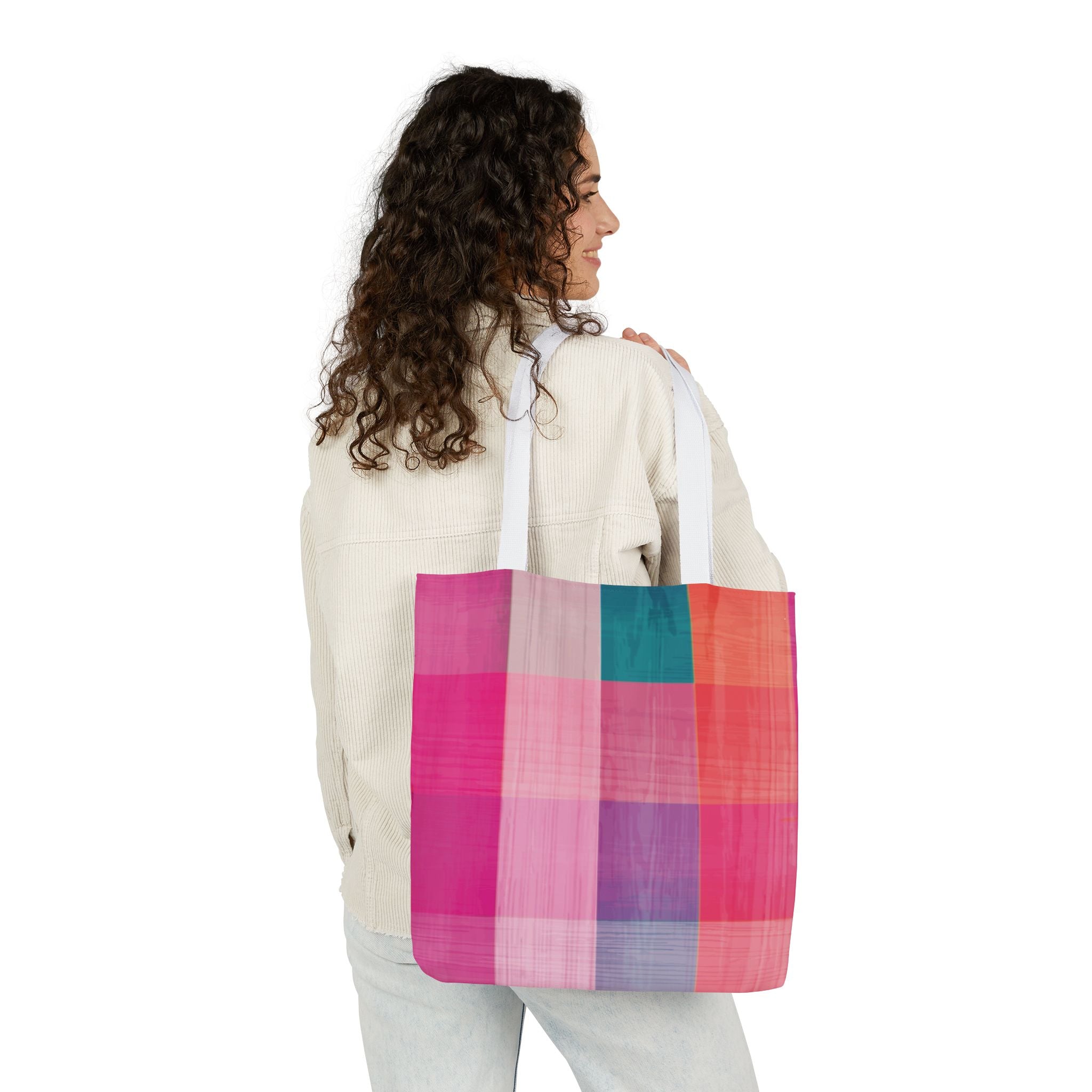 Pink Plaid Canvas Market Tote