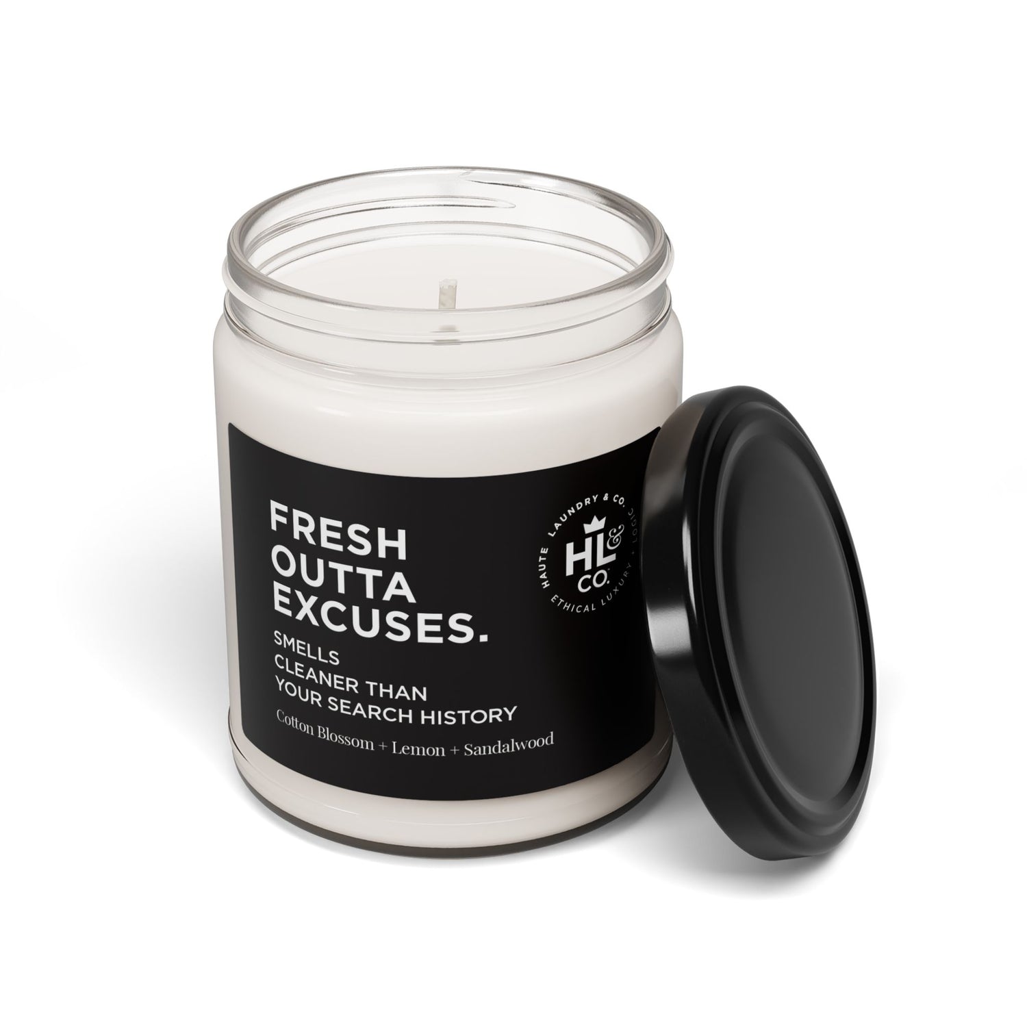 Fresh Outta Excuses – Cotton Clean Scented 9oz Soy Candle