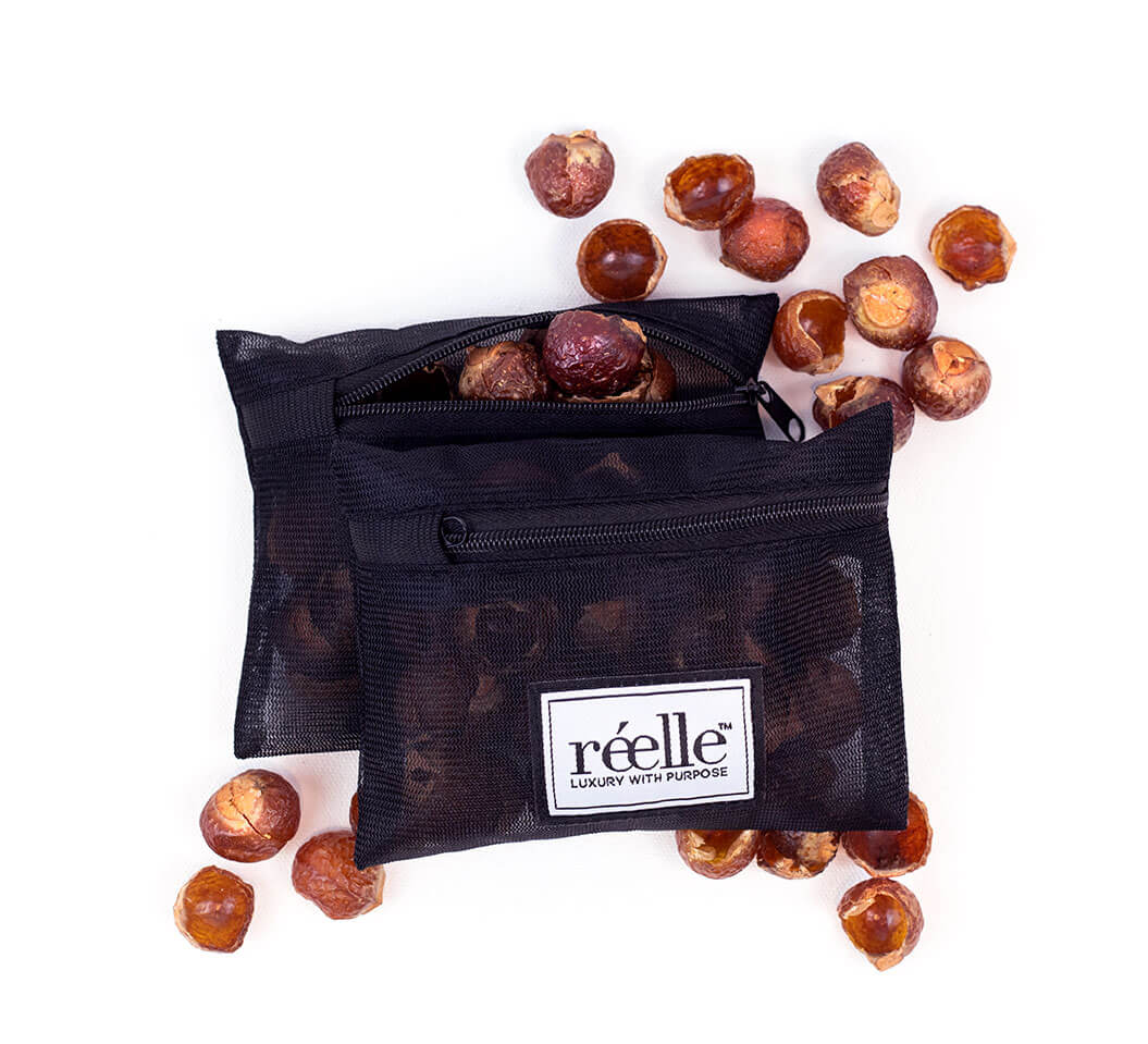 black wash pouch with lave nuts and white background