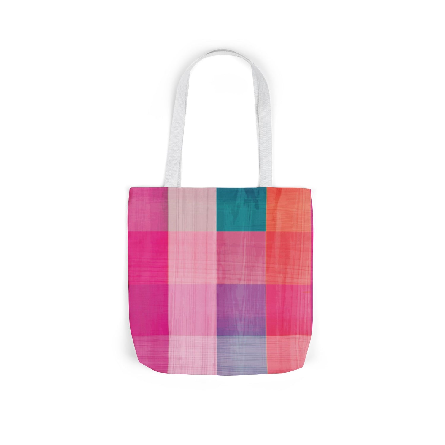 Pink Plaid Canvas Market Tote