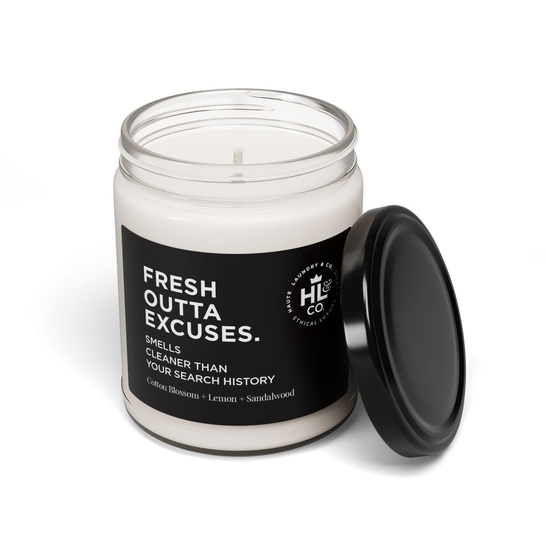Fresh Outta Excuses – Cotton Clean Scented 9oz Soy Candle