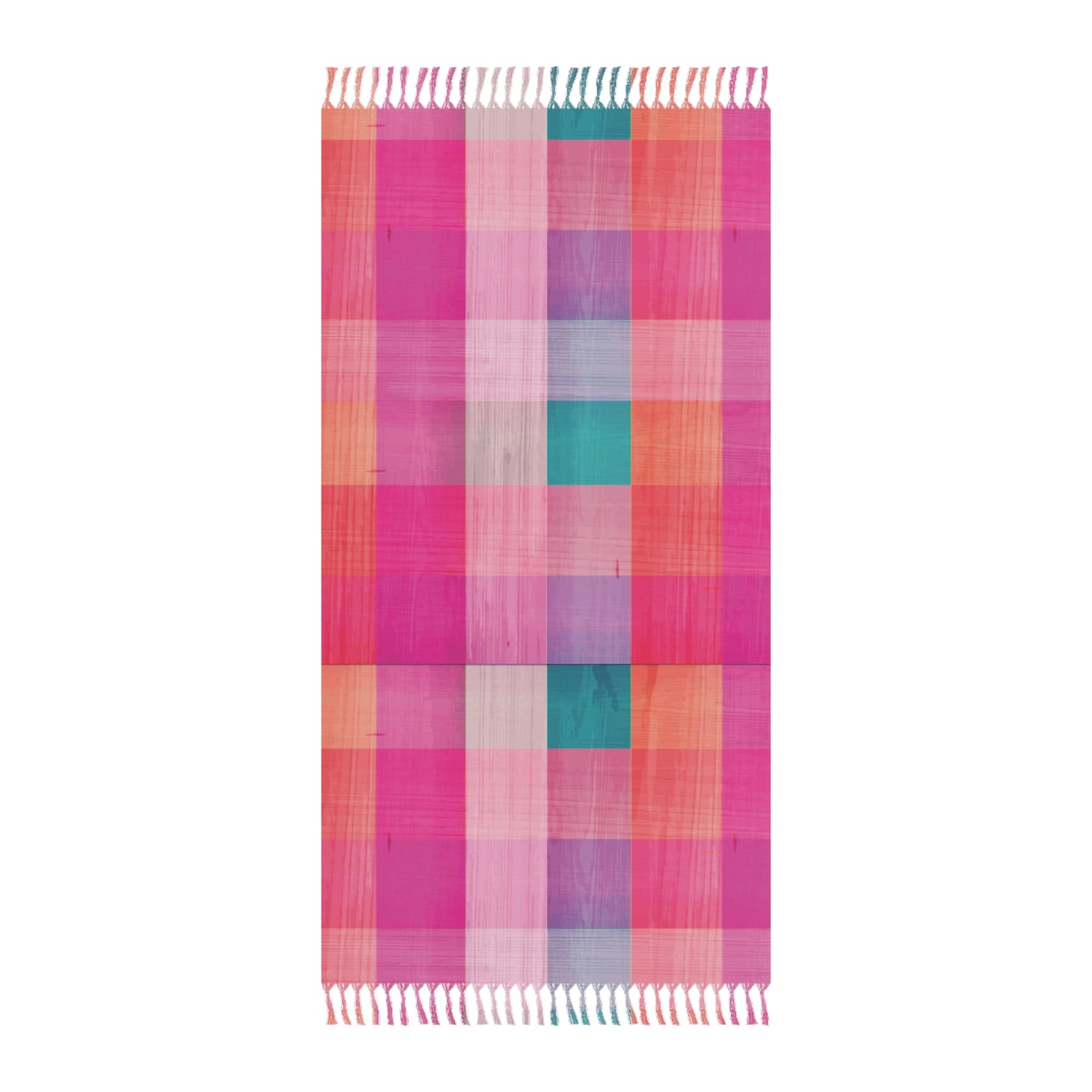 Boho Fringe Beach Throw | Pink Plaid
