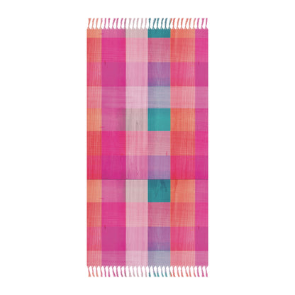 Boho Fringe Beach Throw | Pink Plaid