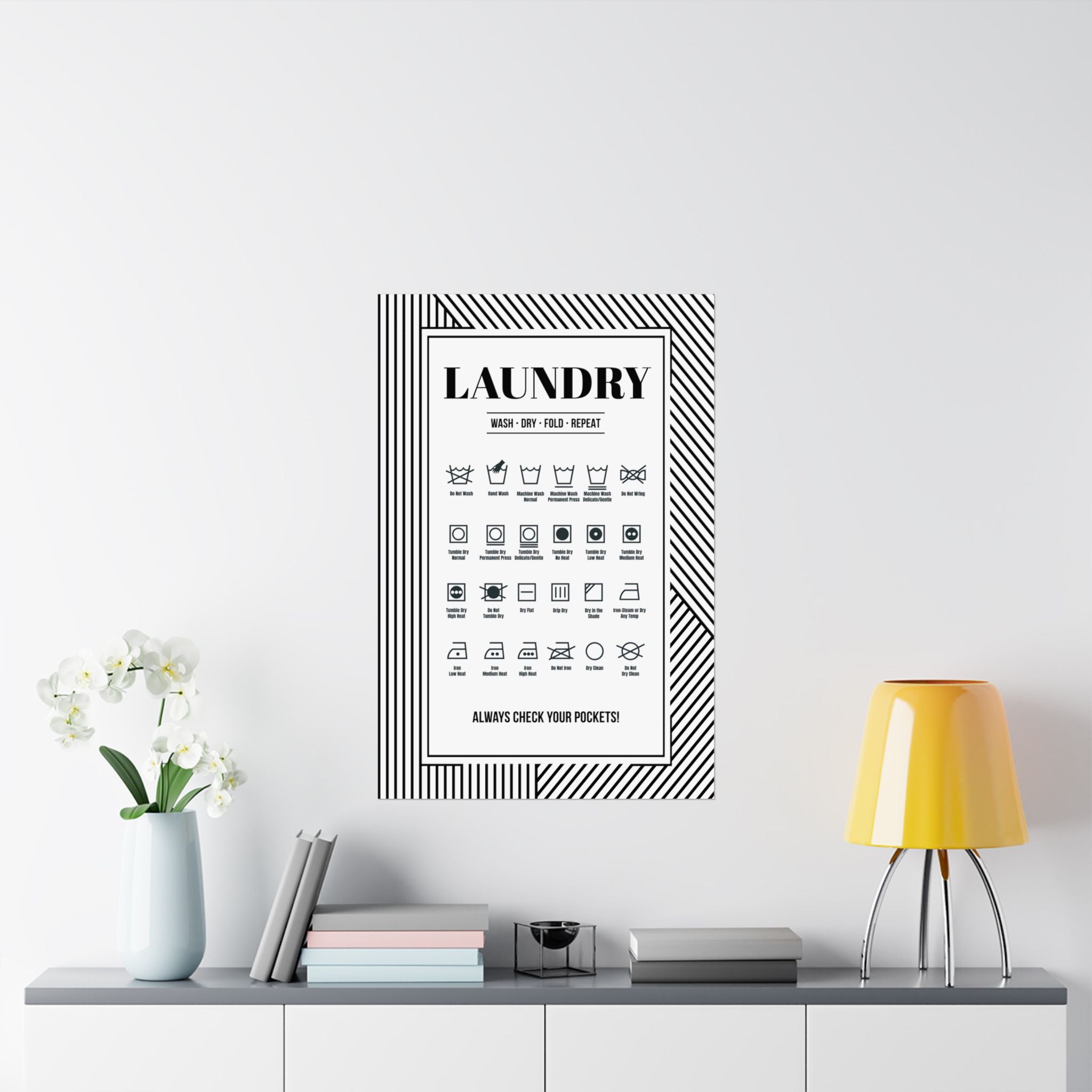 Deco Fabric Care Symbols Print (3 Sizes Available)