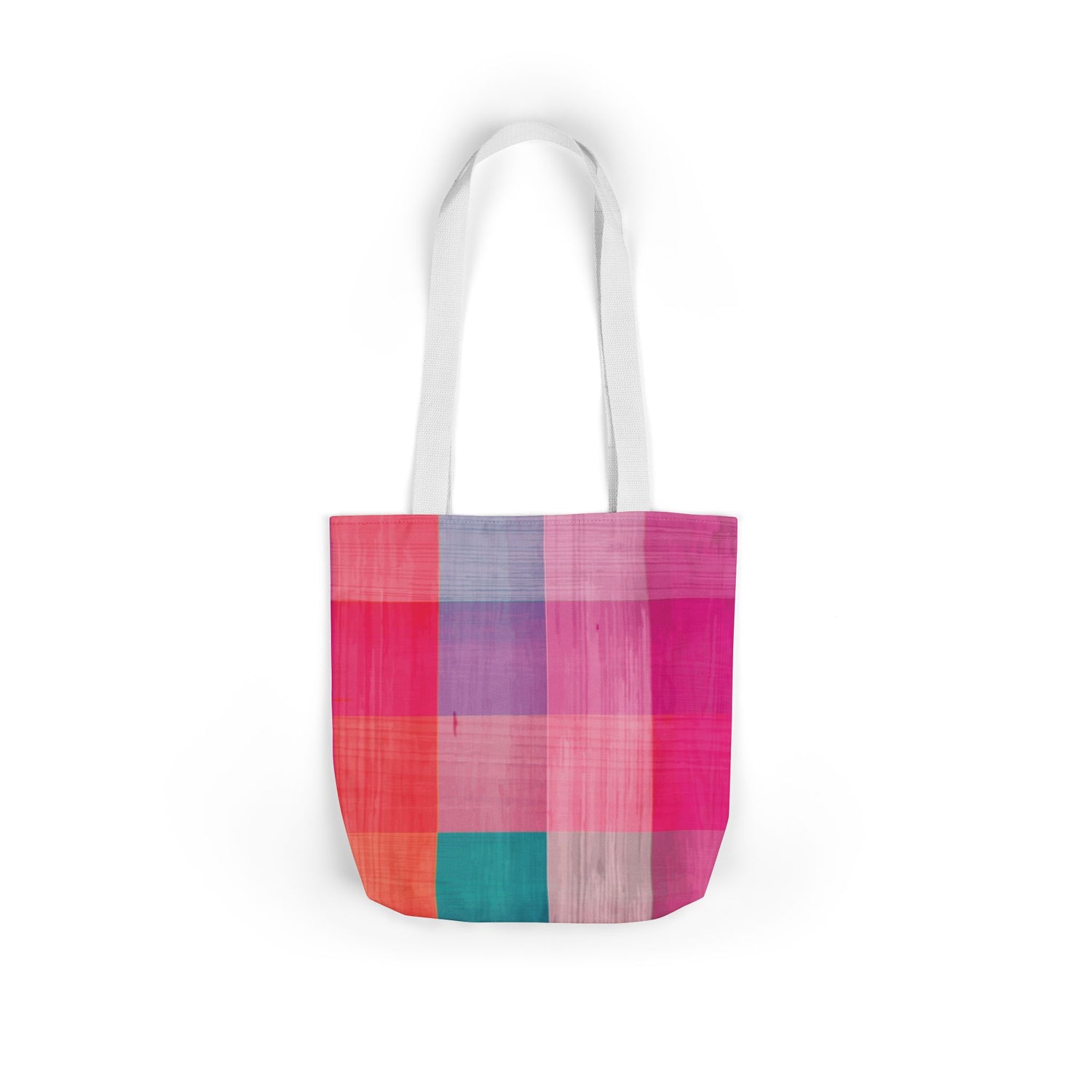 Pink Plaid Canvas Market Tote