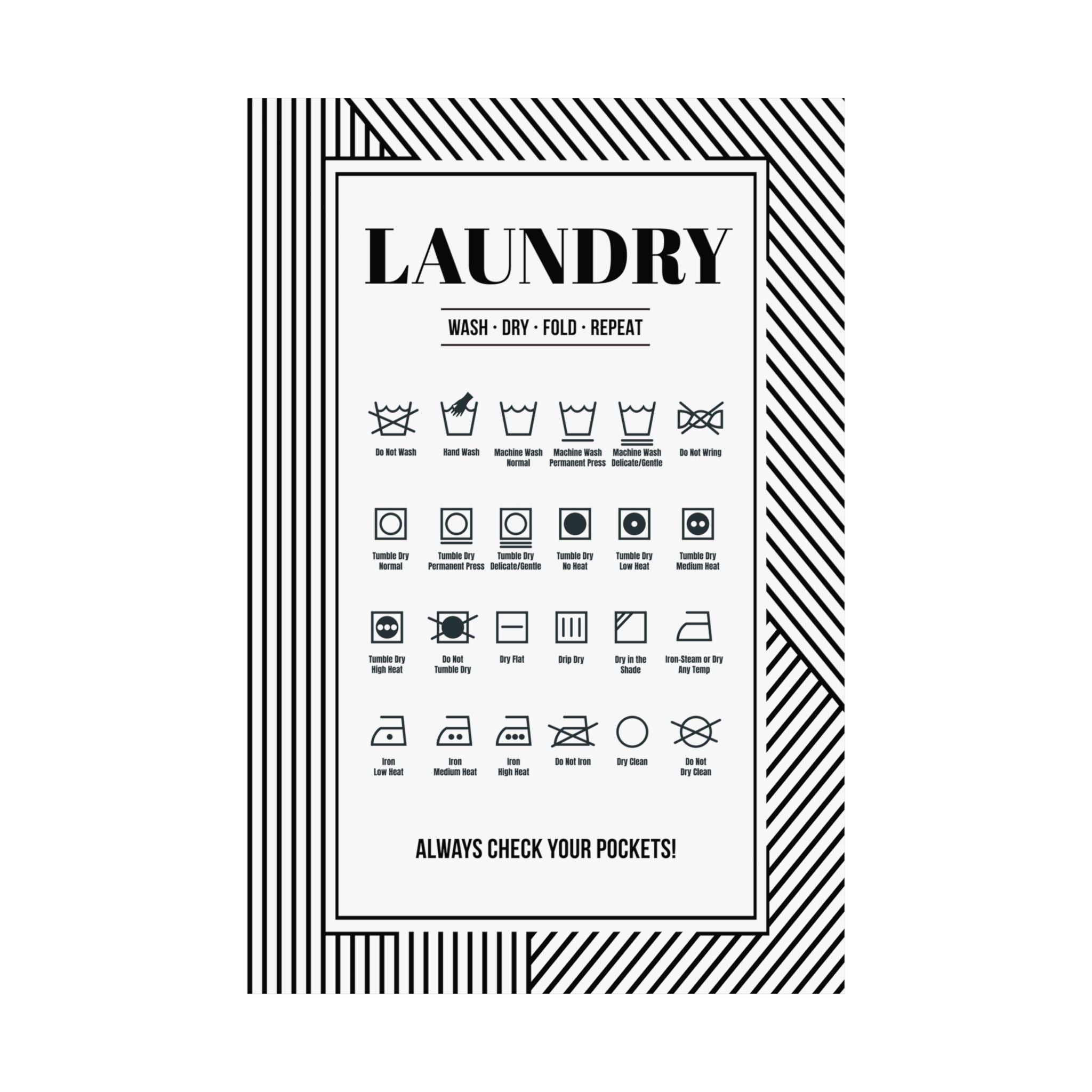 Deco Fabric Care Symbols Print (3 Sizes Available)