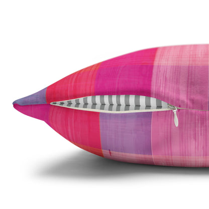 Pink Plaid Square Pillowcase