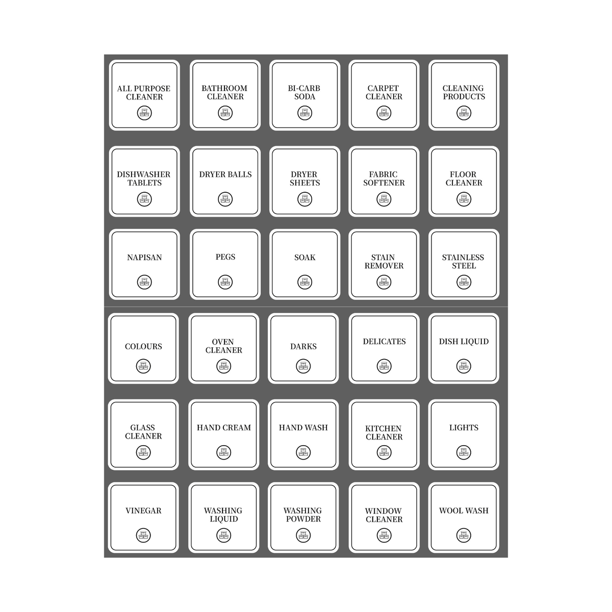 Laundry &amp; Cleaning Labels – 30 Square Stickers