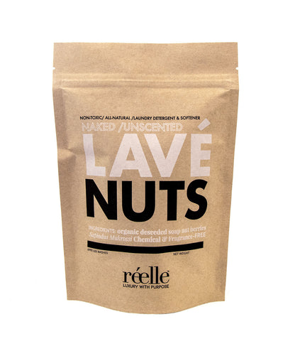 Brown bag with lave nuts